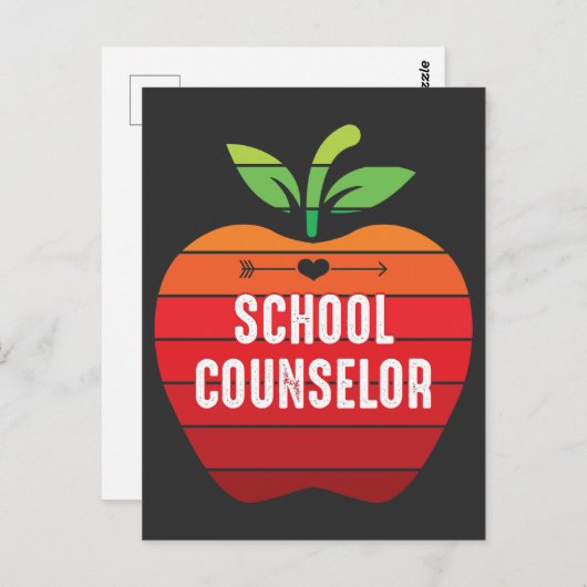 Funny School Counselor Retro Apple Briefkaart (Voorkant / Achterkant)