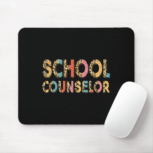 Funny School Counselor Teacher Leopard School Coun Muismat (Met muis)