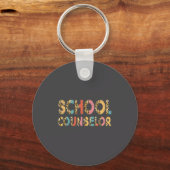 Funny School Counselor Teacher Leopard School Coun Sleutelhanger (Voorkant)