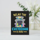 Funny School Custodian Cleaning Janitor Caretaker Briefkaart (Staand voorkant)