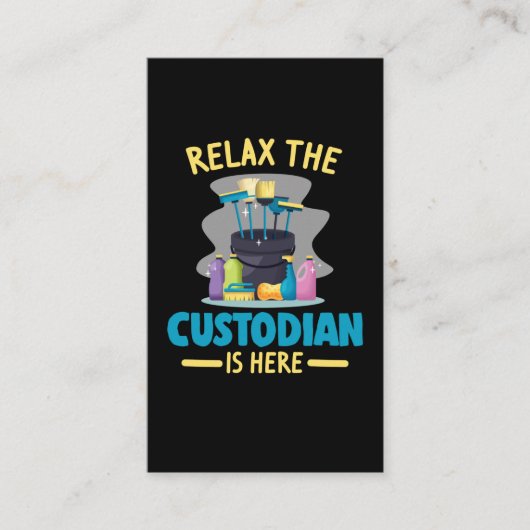 Funny School Custodian Cleaning Janitor Caretaker Visitekaartje (Voorkant)