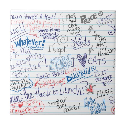 Funny School Doodles Art Gezegden Fun Tegeltje (Voorkant)