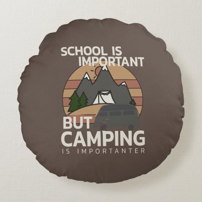Funny School is een belangrijke Camping Rond Kussen (Voorkant)