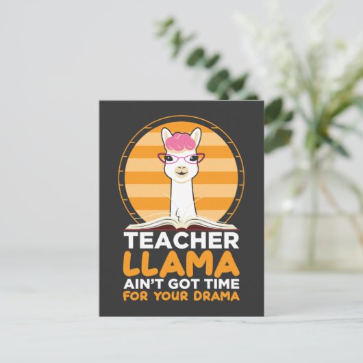 Funny School Llama geen tijd voor je drama Briefkaart (Staand voorkant)