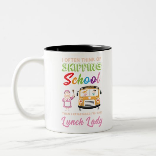 Funny School Lunch Lady Gift Tweekleurige Koffiemok (Links)