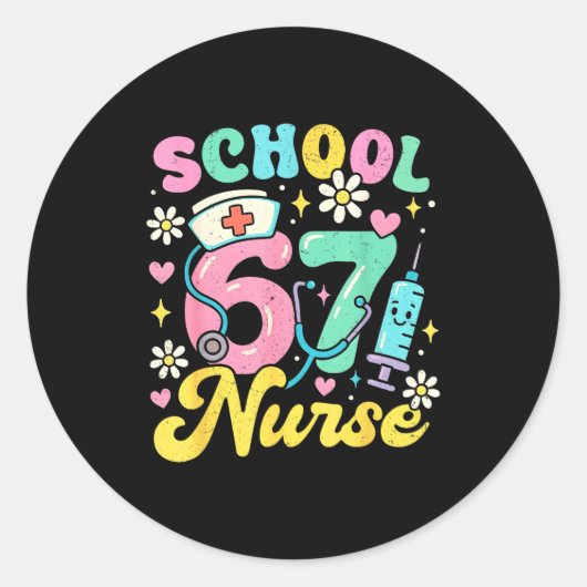 Funny School Nurse 67 Cute Medical Meme Design  Ronde Sticker (Voorkant)