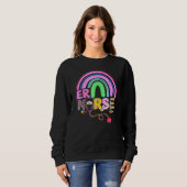 Funny School Nurse Bunny Nursing Rainbow Easter Ch Trui (Voorkant volledig)