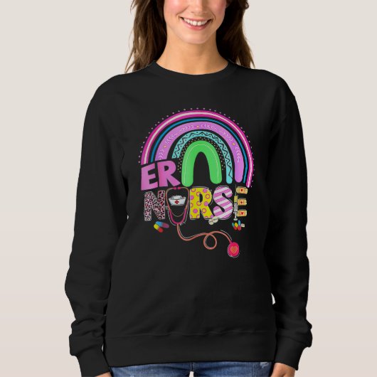 Funny School Nurse Bunny Nursing Rainbow Easter Ch Trui (Voorkant)