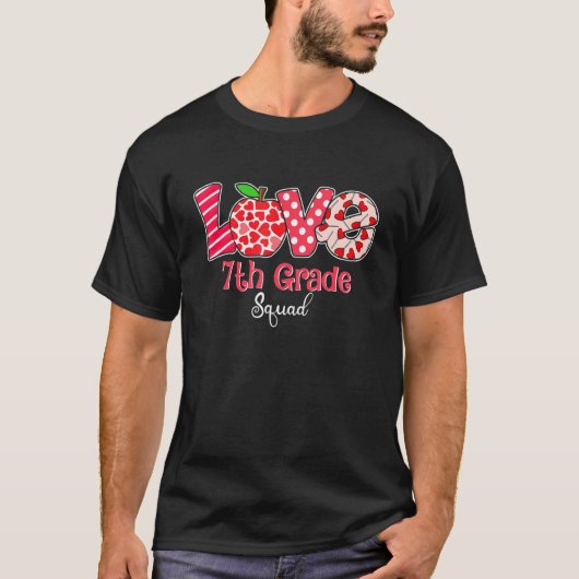Funny School Teacher Love 7th Grade Squad Valentin T-shirt (Voorkant)