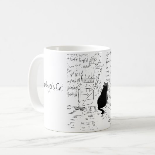 Funny Schrodinger's kat in Corner Koffiemok (Voorkant links)