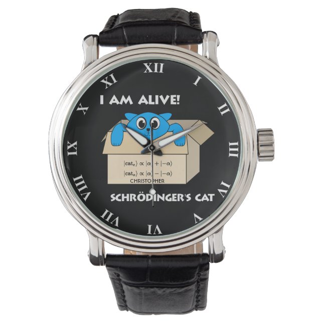 Funny Schrodinger's kat is levende kwantummechanic Horloge (Voorkant)
