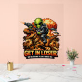 Funny Sci-Fi Fantasy Meme Art, Alien Riding Dinosa Acryl Bord (Huwelijk)