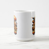 Funny Sci-Fi Fantasy Meme Art, Alien Riding Dinosa Koffiemok (Center)