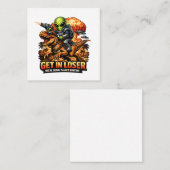 Funny Sci-Fi Fantasy Meme Art, Alien Riding Dinosa Vierkante Visitekaartje (Voorkant / Achterkant)