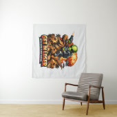 Funny Sci-Fi Fantasy Meme Art, Alien Riding Dinosa Wandkleed (In Situ (horizontaal))