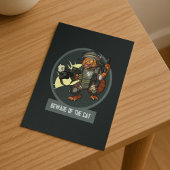 Funny Sci-fi Marine Orange Cat Beware Of The Cat Briefkaart