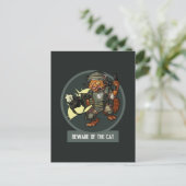 Funny Sci-fi Marine Orange Cat Beware Of The Cat Briefkaart (Staand voorkant)