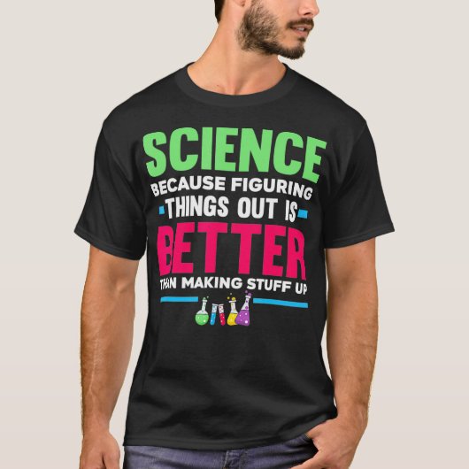 Funny Science beeldt dingen uit op leraar T-shirt (Voorkant)