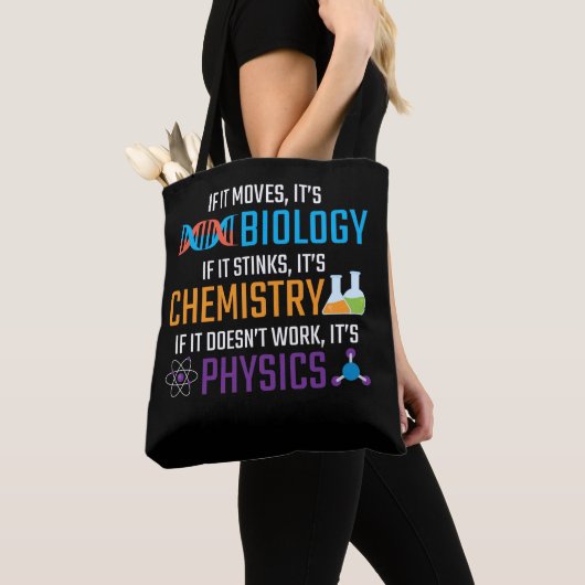 Funny Science Biology Chemistry Physics Teacher Tote Bag (Dichtbij)
