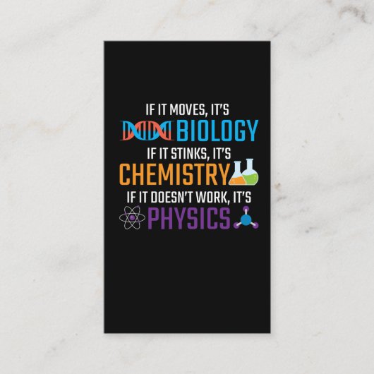 Funny Science Biology Chemistry Physics Teacher Visitekaartje (Voorkant)