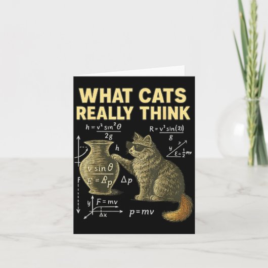 Funny Science Cat Physics What Cats Think Gift Men Kaart (Voorkant)