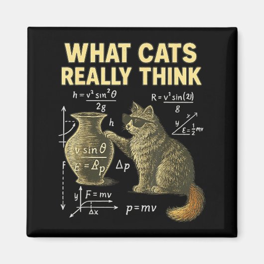 Funny Science Cat Physics What Cats Think Gift Men Magneet (Voorkant)