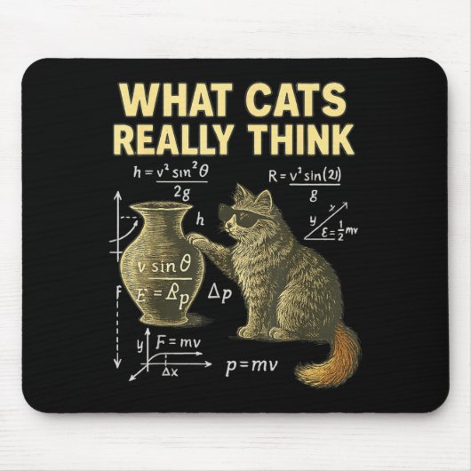 Funny Science Cat Physics What Cats Think Gift Men Muismat (Voorkant)