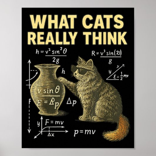 Funny Science Cat Physics What Cats Think Gift Men Poster (Voorkant)
