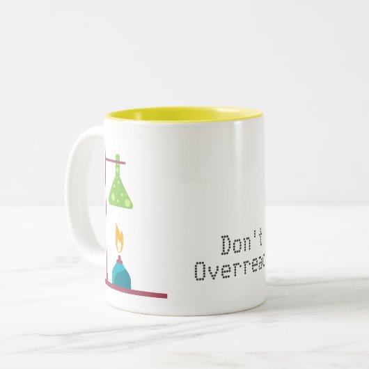 Funny Science chemistry reageert niet te veel. Tweekleurige Koffiemok (Voorkant links)