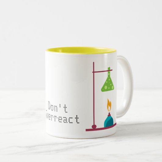 Funny Science chemistry reageert niet te veel. Tweekleurige Koffiemok (Voorkant rechts)