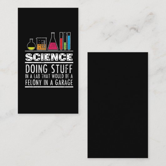 Funny Science Chemistry T Shirt for Nerds Visitekaartje (Voorkant / Achterkant)