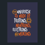 Funny Science Chemistry Universe made of Morons Poster<br><div class="desc">Het universum bestaat uit beschermers, neutronen, elektronen en moronen. Grappig en sarcastisch ontwerp voor degenen die van chemie houden, grappen, pun, sarcasme en humor. Koel en humoristische koopwaar voor docenten chemie, scheikunde en wetenschapsstudenten. Perfect voor wetenschapsgeek, nerd, middelbare schoolleraar en student die van biologie, natuurkunde en scheikunde houdt. Geweldig kerstcadeau...</div>