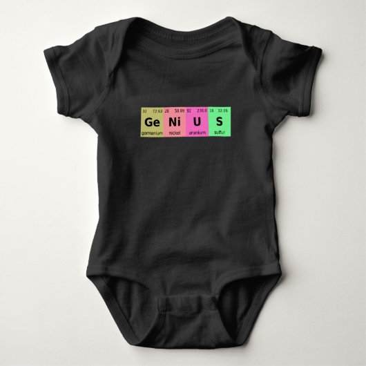 Funny Science Genius Periodic Table of Elements Romper (Voorkant)
