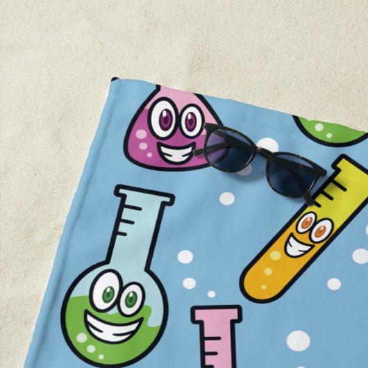 Funny Science Pattern op monogram strand Strandlaken (In situ)