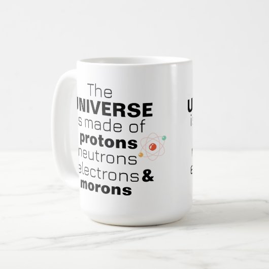 Funny Science Universe Protons Neutrons Electrons  Koffiemok (Voorkant links)