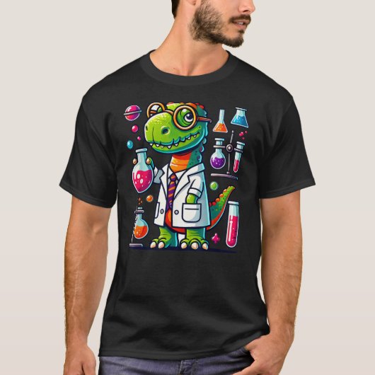 Funny Scientist Dinosaur, Smart Scientist Dino, Ki T-shirt (Voorkant)