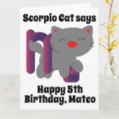 Funny Scorpio Cat Personalized Birthday Kaart (Gele Bloem)