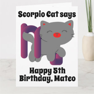Funny Scorpio Cat Personalized Birthday Kaart