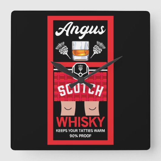 Funny Scotch Whisky Vierkante Klok (Voorkant)