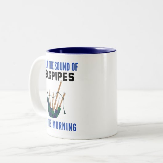 Funny Scottish Bagpipe Mok Blue Green Pset (Voorkant links)
