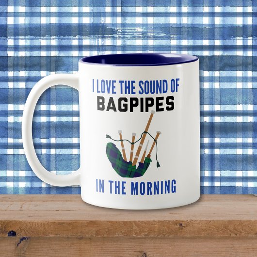 Funny Scottish Bagpipe Mok Blue Green Pset