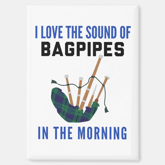 Funny Scottish Bagpipe Mug Blue Green Plaid  Magneet (Voorkant)