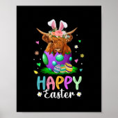 Funny Scottish Highland Koe Easter Egg Farmers Poster (Voorkant)