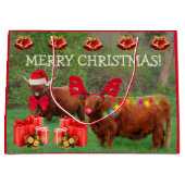 Funny Scottish Highland Steer Kerstmis Grote Gift Groot Cadeauzakje (Voorkant)