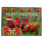 Funny Scottish Highland Steer Kerstmis Grote Gift Groot Cadeauzakje (Achterkant)