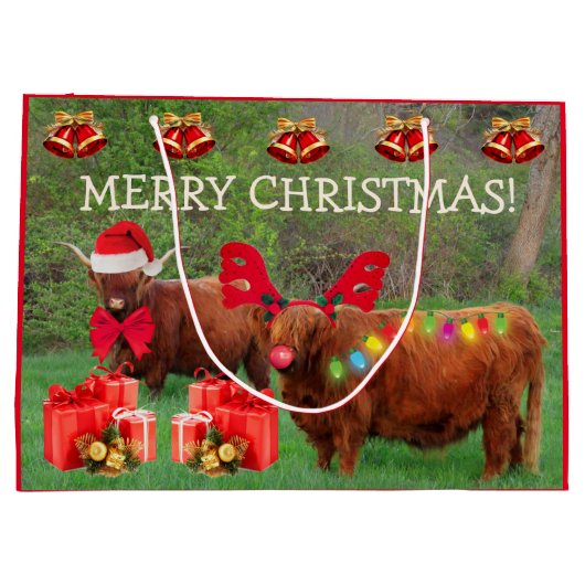 Funny Scottish Highland Steer Kerstmis Grote Gift Groot Cadeauzakje