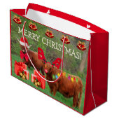Funny Scottish Highland Steer Kerstmis Grote Gift Groot Cadeauzakje (Achterkant Gekanteld)