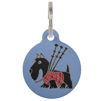 Funny Scottish Terrier Dog die Bagpipes speelt Huisdierpenning