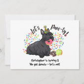 Funny Scottish Terrier Dog Donuts Birthday Party Kaart (Voorkant)