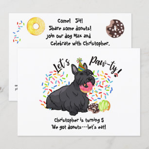 Funny Scottish Terrier Dog Donuts Birthday Party Kaart